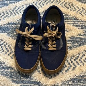 Dark navy blue and tan ..vans! Great looking shoes